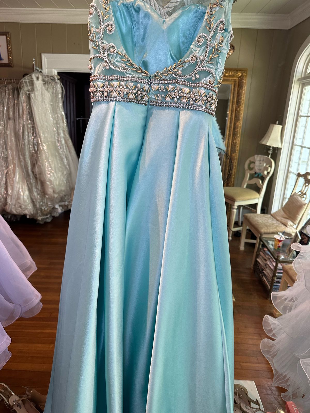 Mac Duggal Size 2 High Neck Blue Ball Gown on Queenly