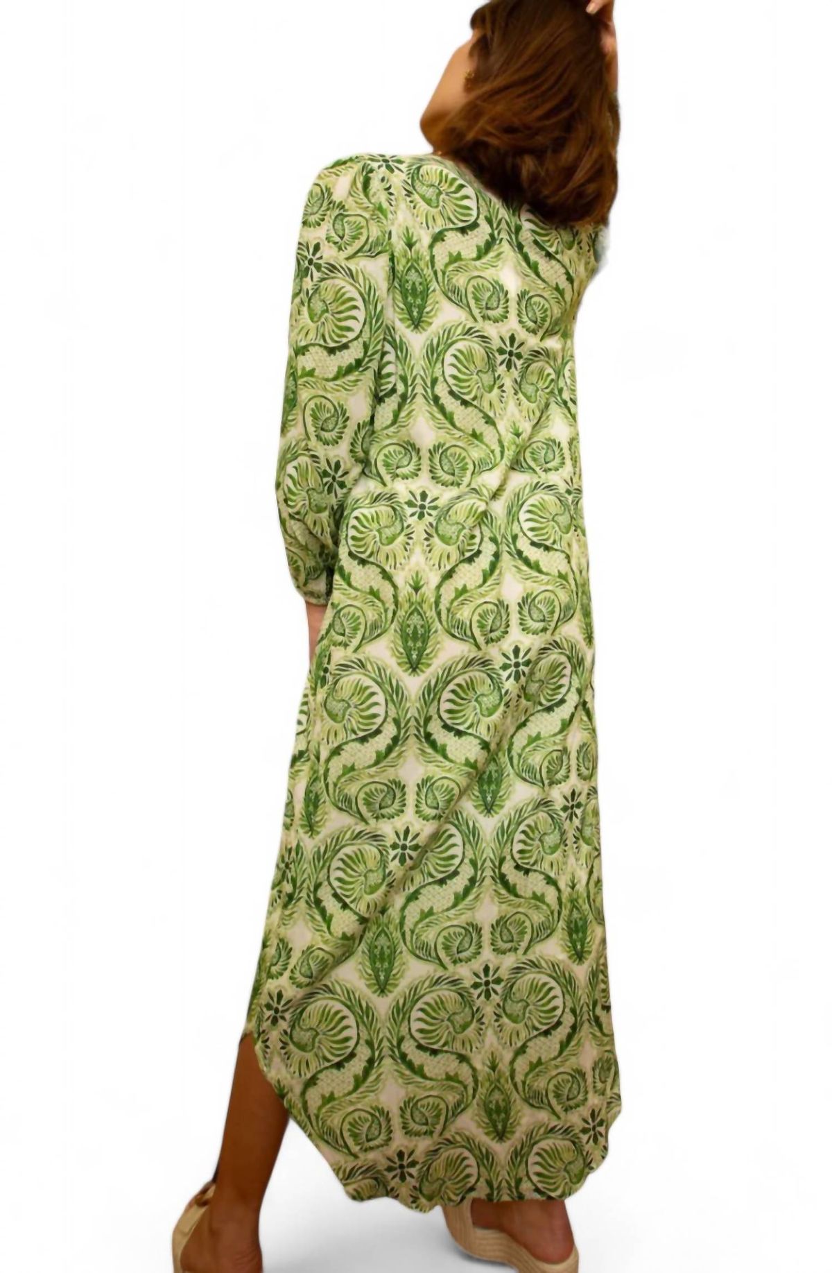 Style 1-4022467398-149 Anna Cate Size L Long Sleeve Green Floor Length Maxi on Queenly