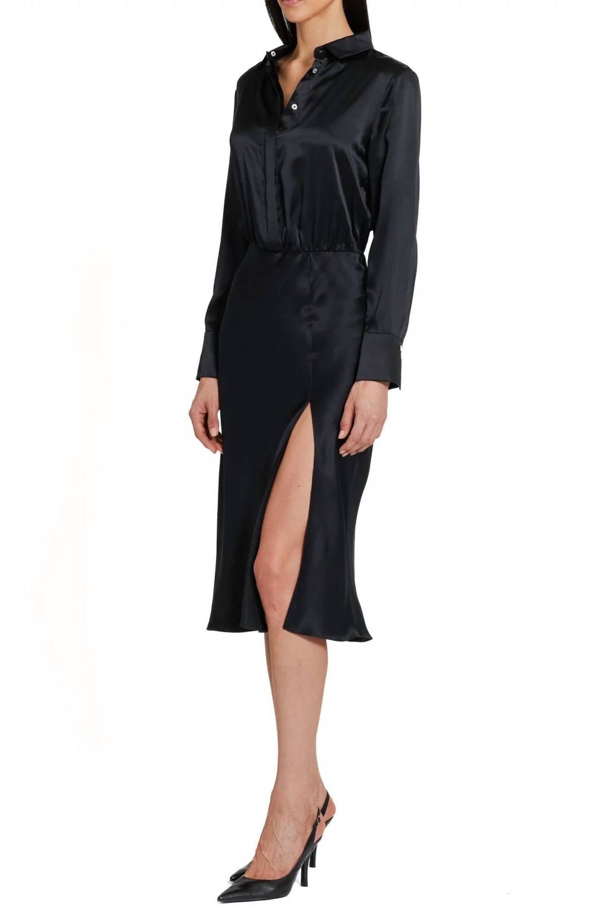 Style 1-2370056630-149 Amanda Uprichard Size L Satin Black Cocktail Dress on Queenly