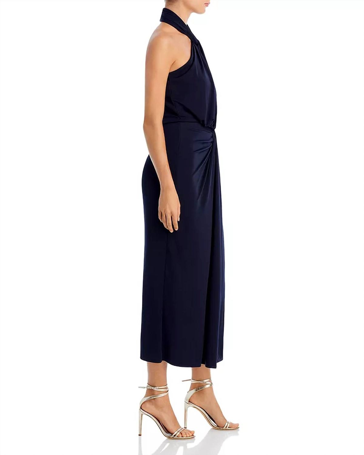 Style 1-70895186-649 cinq a sept Size 2 Halter Navy Blue Cocktail Dress on Queenly