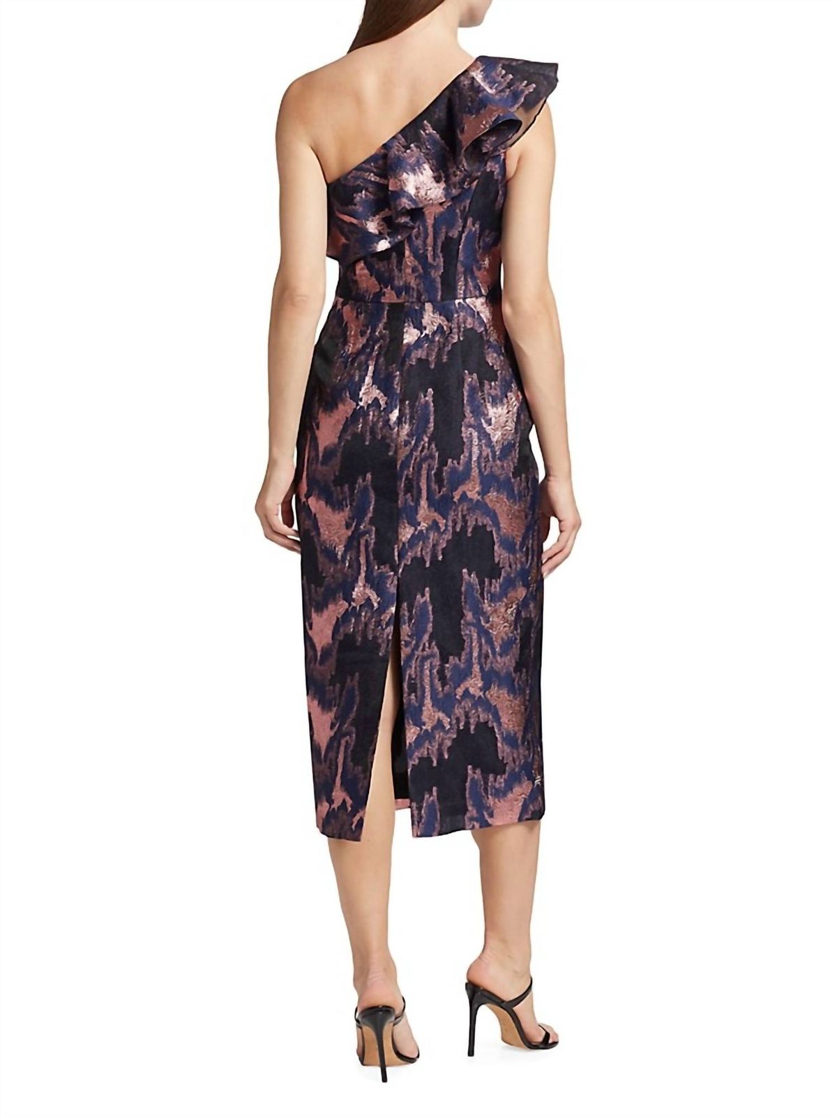 Style 1-3676975599-1498 Monique Lhuillier Size 4 One Shoulder Navy Blue Cocktail Dress on Queenly