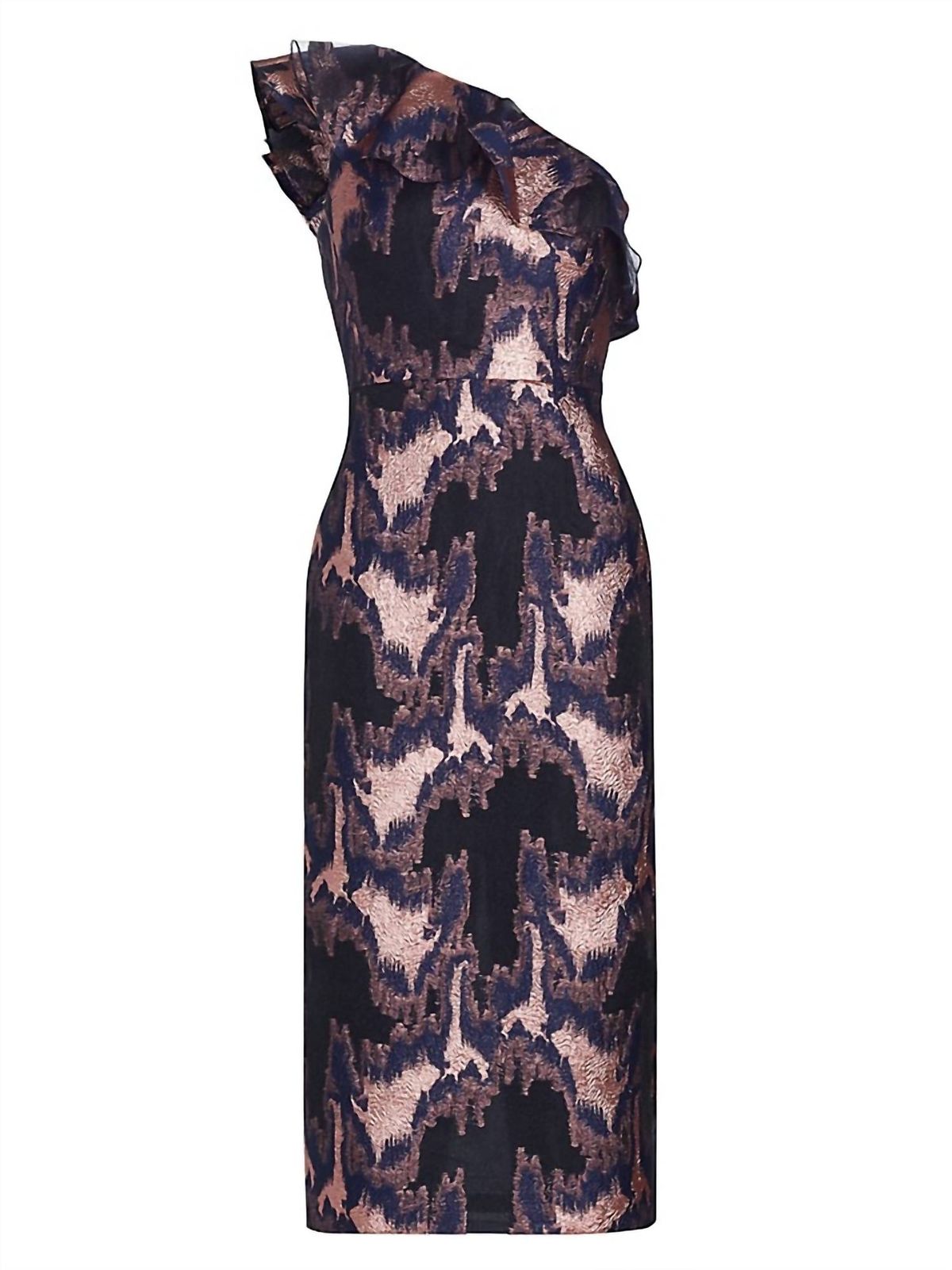 Style 1-3676975599-1498 Monique Lhuillier Size 4 One Shoulder Navy Blue Cocktail Dress on Queenly