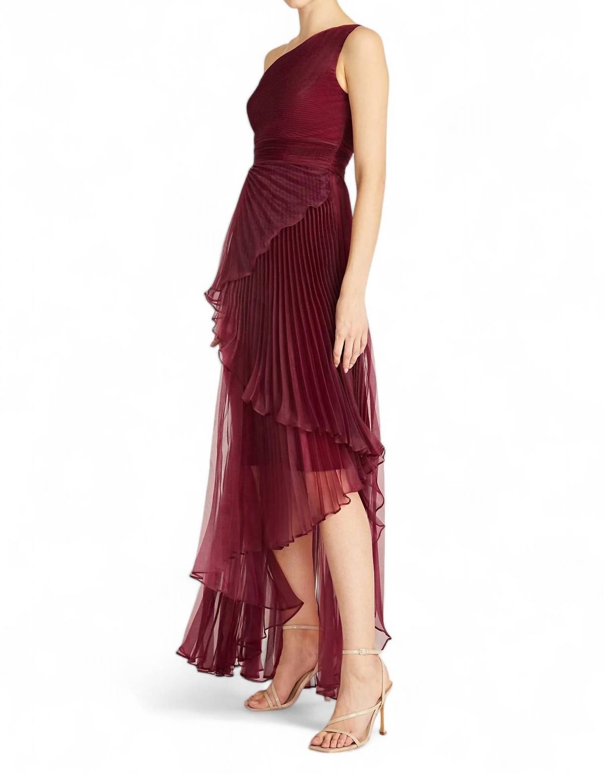 Style 1-1750327548-425 THEIA Size 8 One Shoulder Red Floor Length Maxi on Queenly