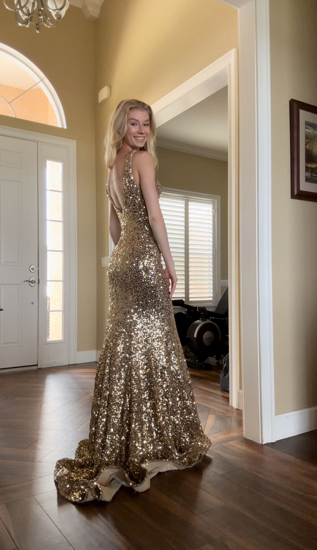 Sophia Thomas Size 00 Prom Plunge Gold Mermaid Dress on Queenly