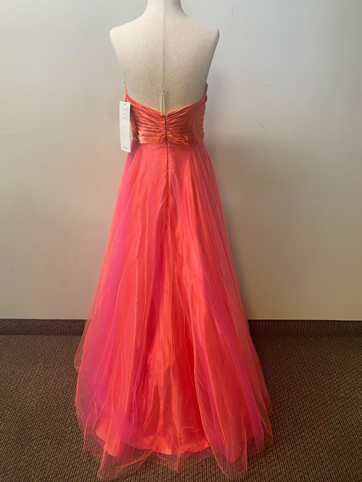 Style J271 Splash by Landa Size 4 Prom Strapless Sequined Orange Ball Gown on Queenly