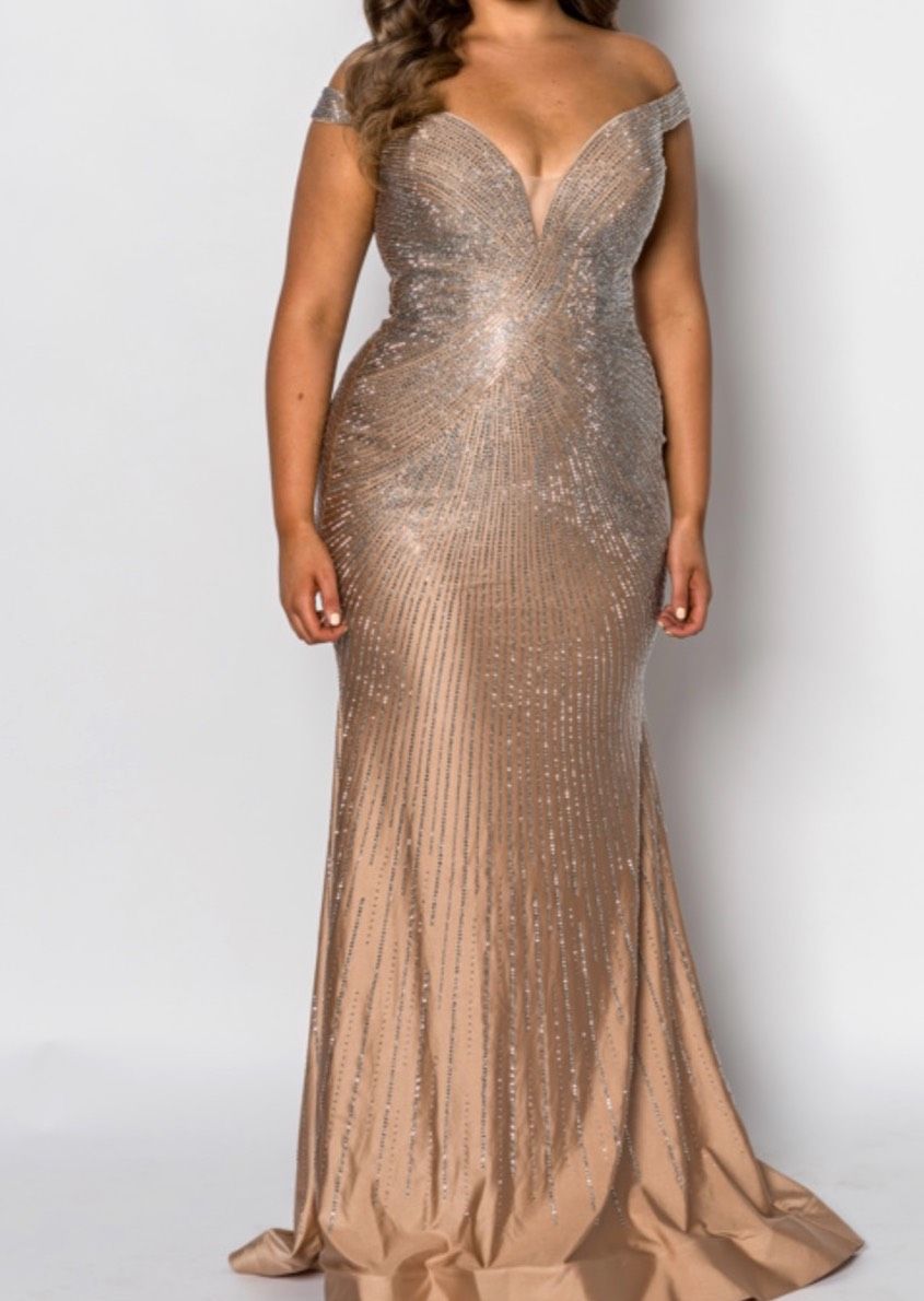 Style 56129 Sherri Hill Size 10 Prom Off The Shoulder Gold Floor Length Maxi on Queenly