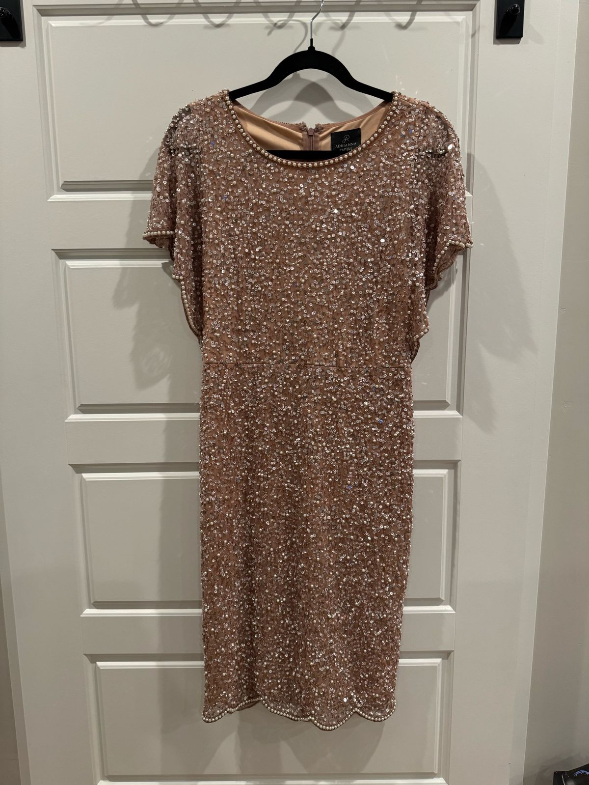 Adrianna Papell Size 8 Bridesmaid Rose Gold Cocktail Dress on Queenly