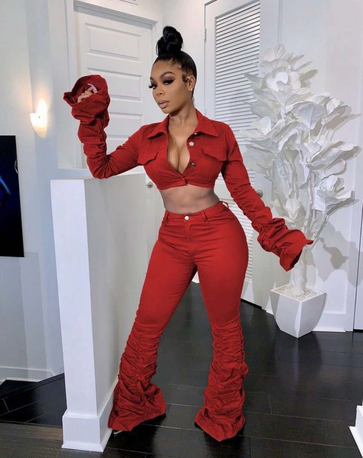 Size S Nightclub Red Formal Jumpsuit on Queenly