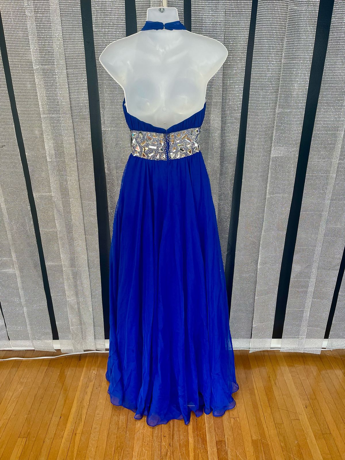 Jovani Size 0 Prom Halter Blue A-line Dress on Queenly