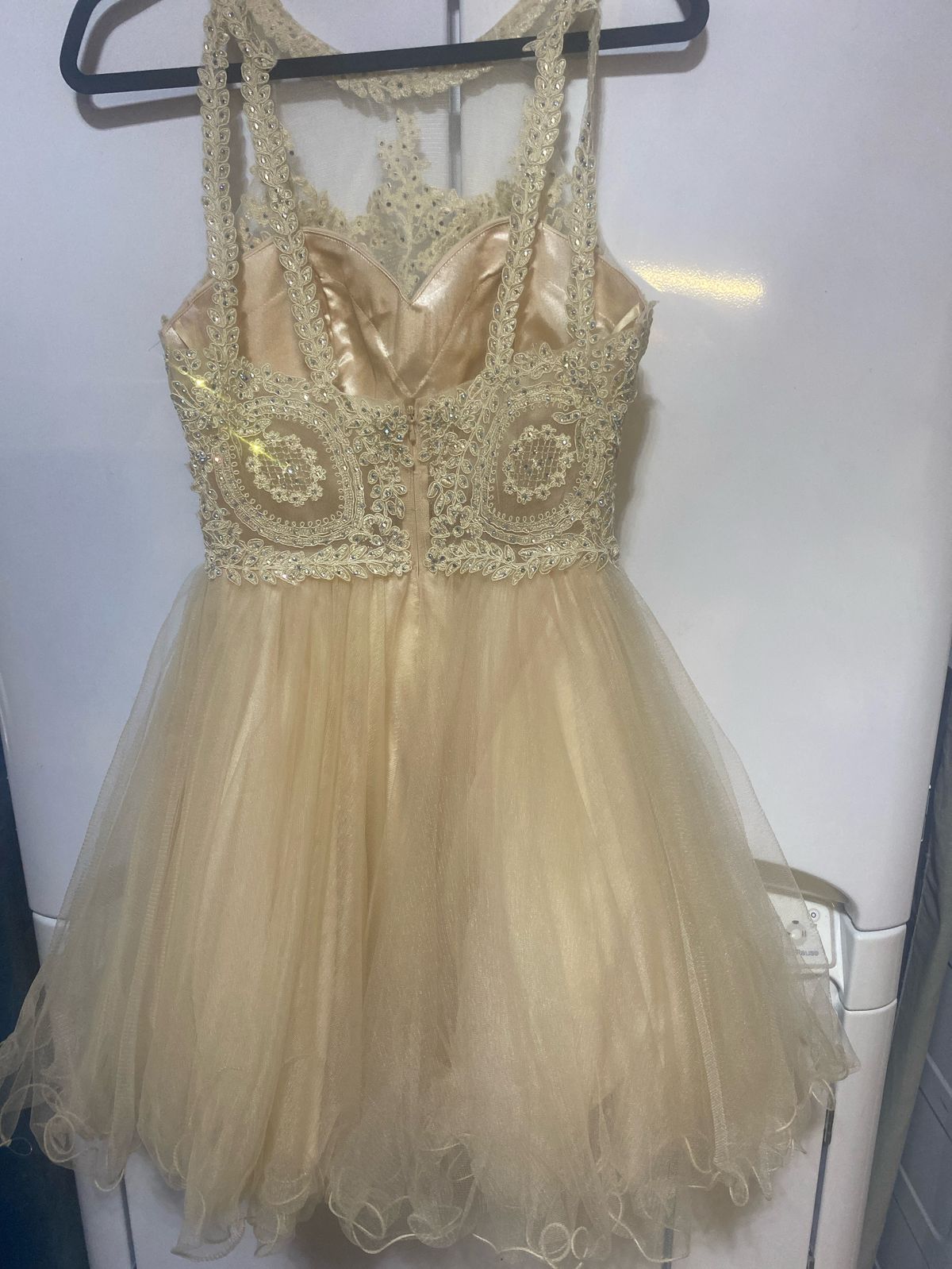 Size M Prom High Neck Nude Ball Gown on Queenly