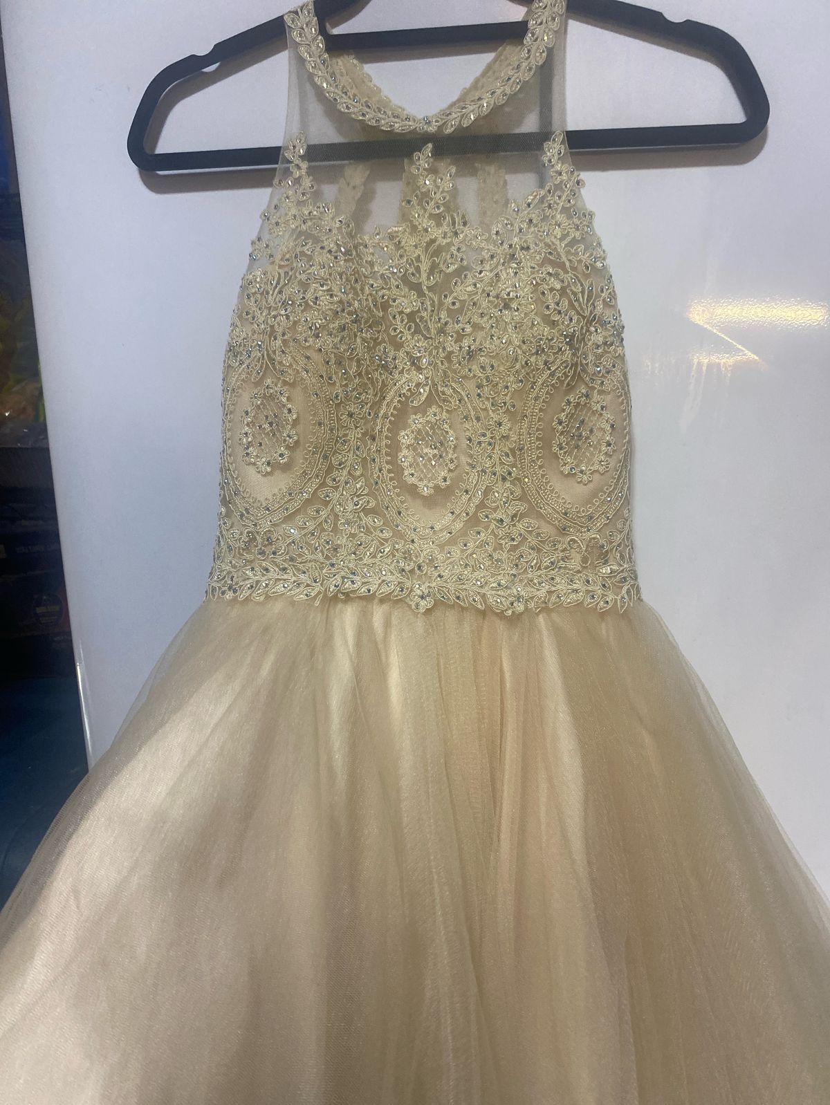 Size M Prom High Neck Nude Ball Gown on Queenly