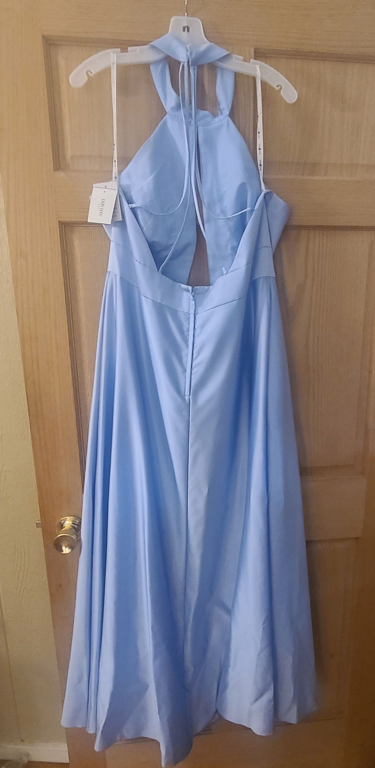 David's Bridal Plus Size 20 Prom Halter Sheer Blue A-line Dress on Queenly