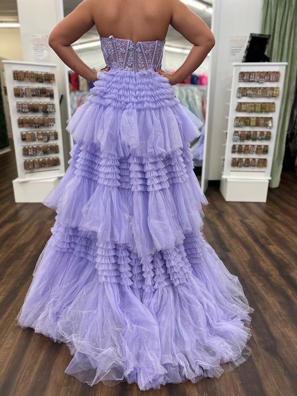 Style 55682 Sherri Hill Size 4 Prom Strapless Purple Ball Gown on Queenly