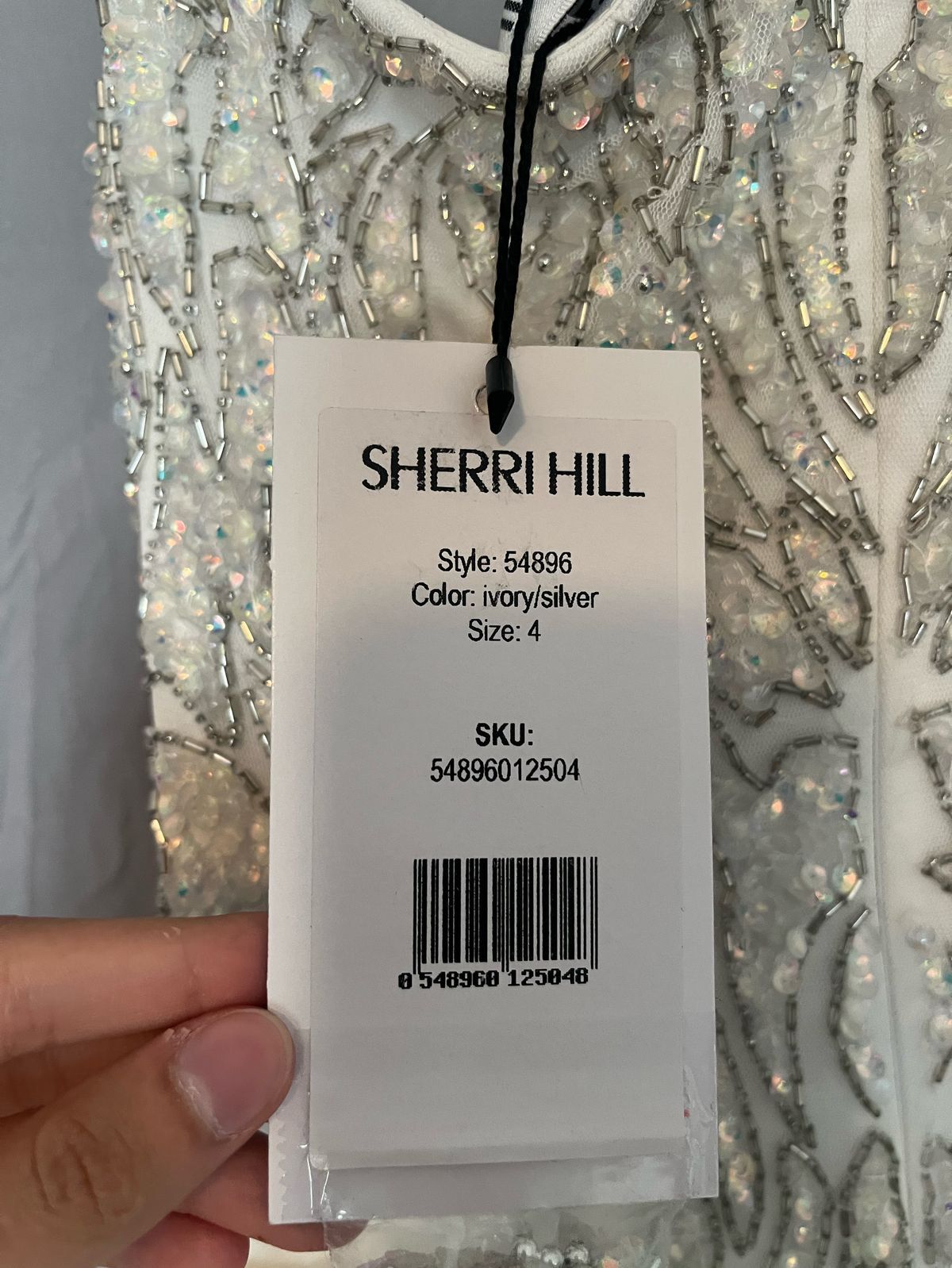 Style 54896 Sherri Hill Size 4 Pageant One Shoulder White Ball Gown on Queenly