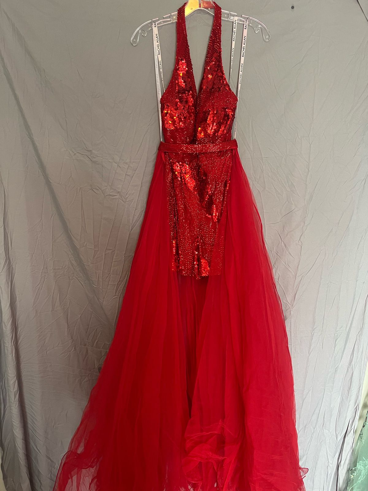 Rachel Allan Size 6 Prom Halter Red Cocktail Dress on Queenly