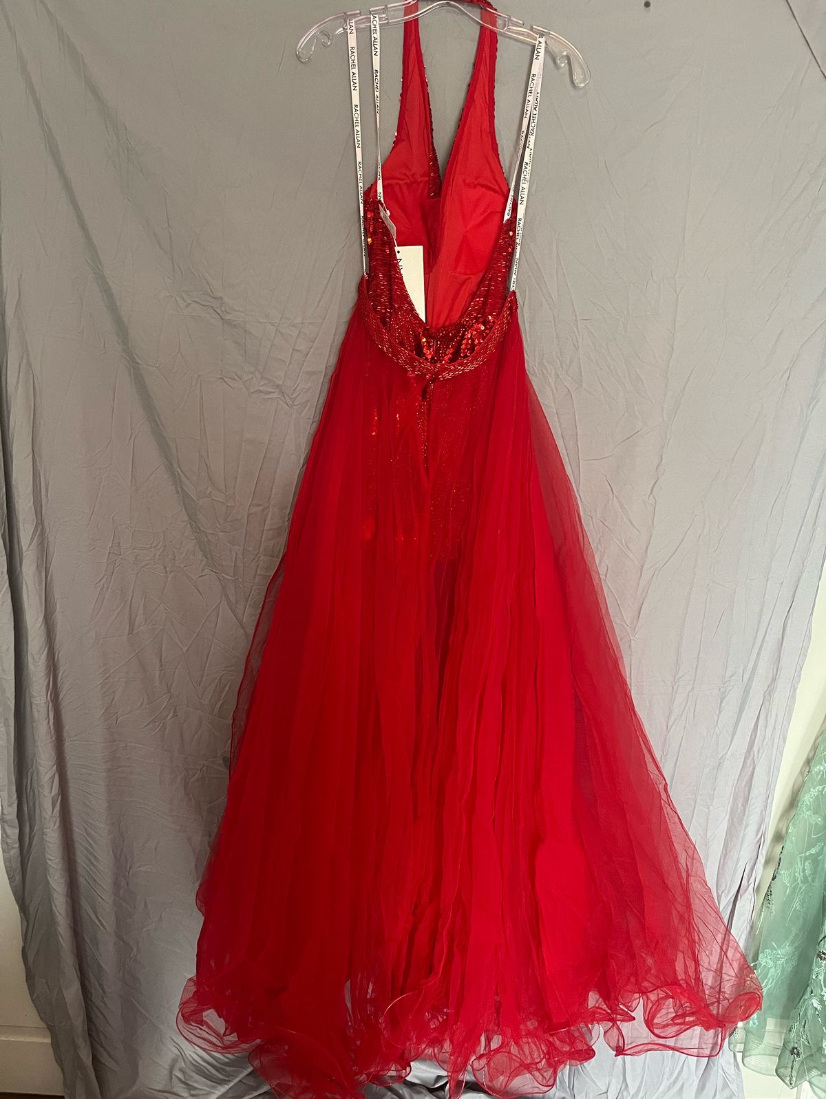 Rachel Allan Size 6 Prom Halter Red Cocktail Dress on Queenly