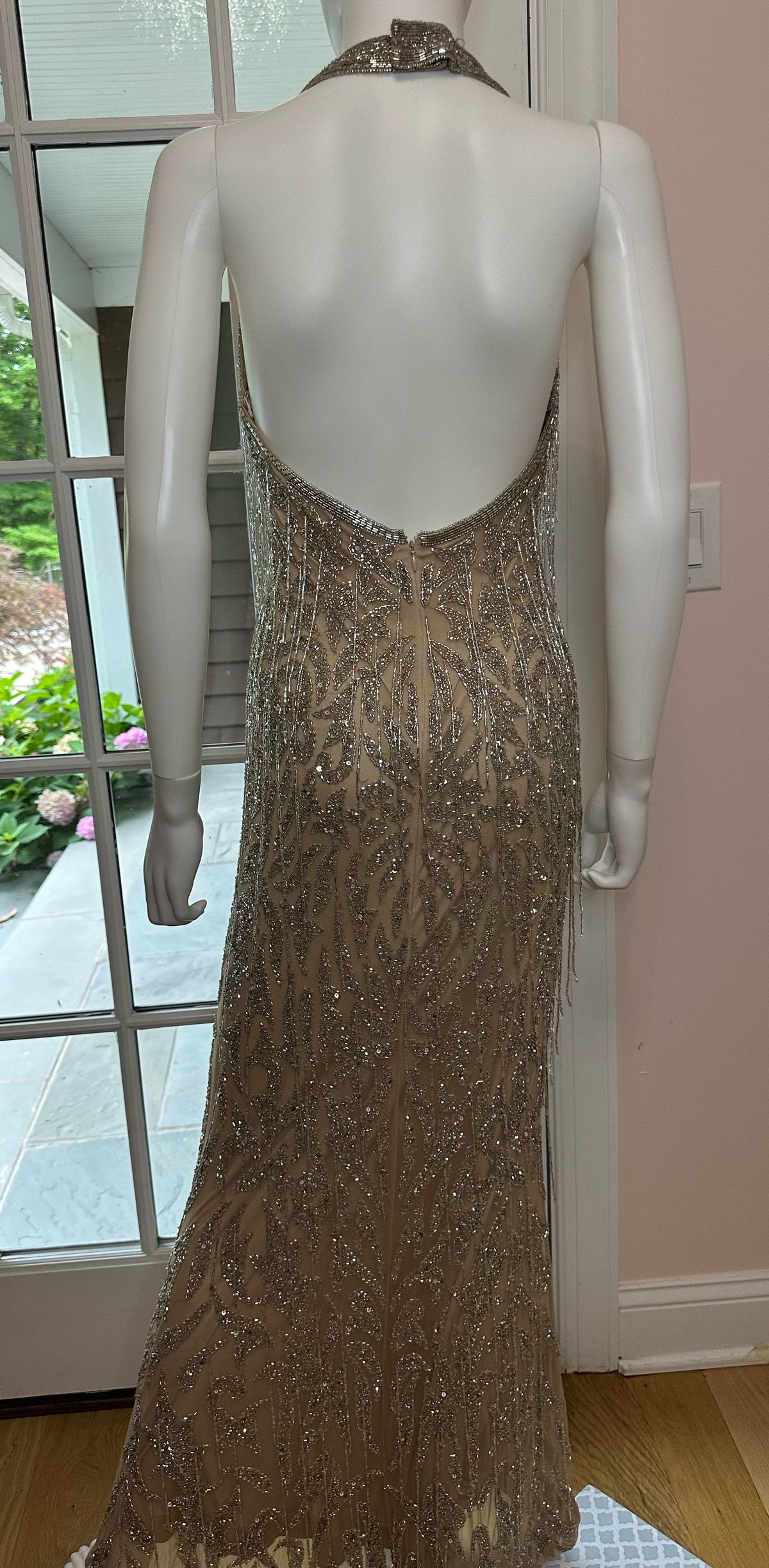 Size 6 Pageant Halter Gold Floor Length Maxi on Queenly