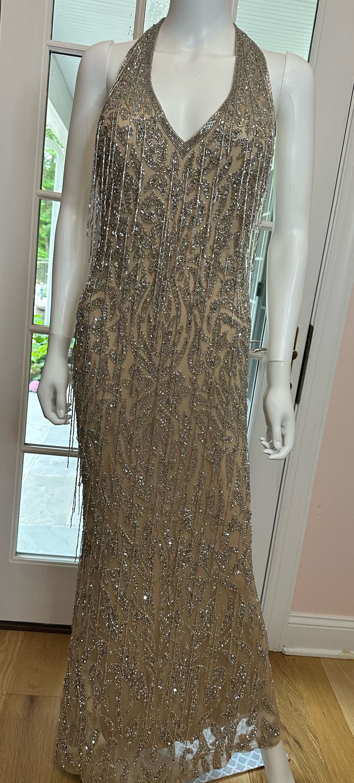 Size 6 Pageant Halter Gold Floor Length Maxi on Queenly