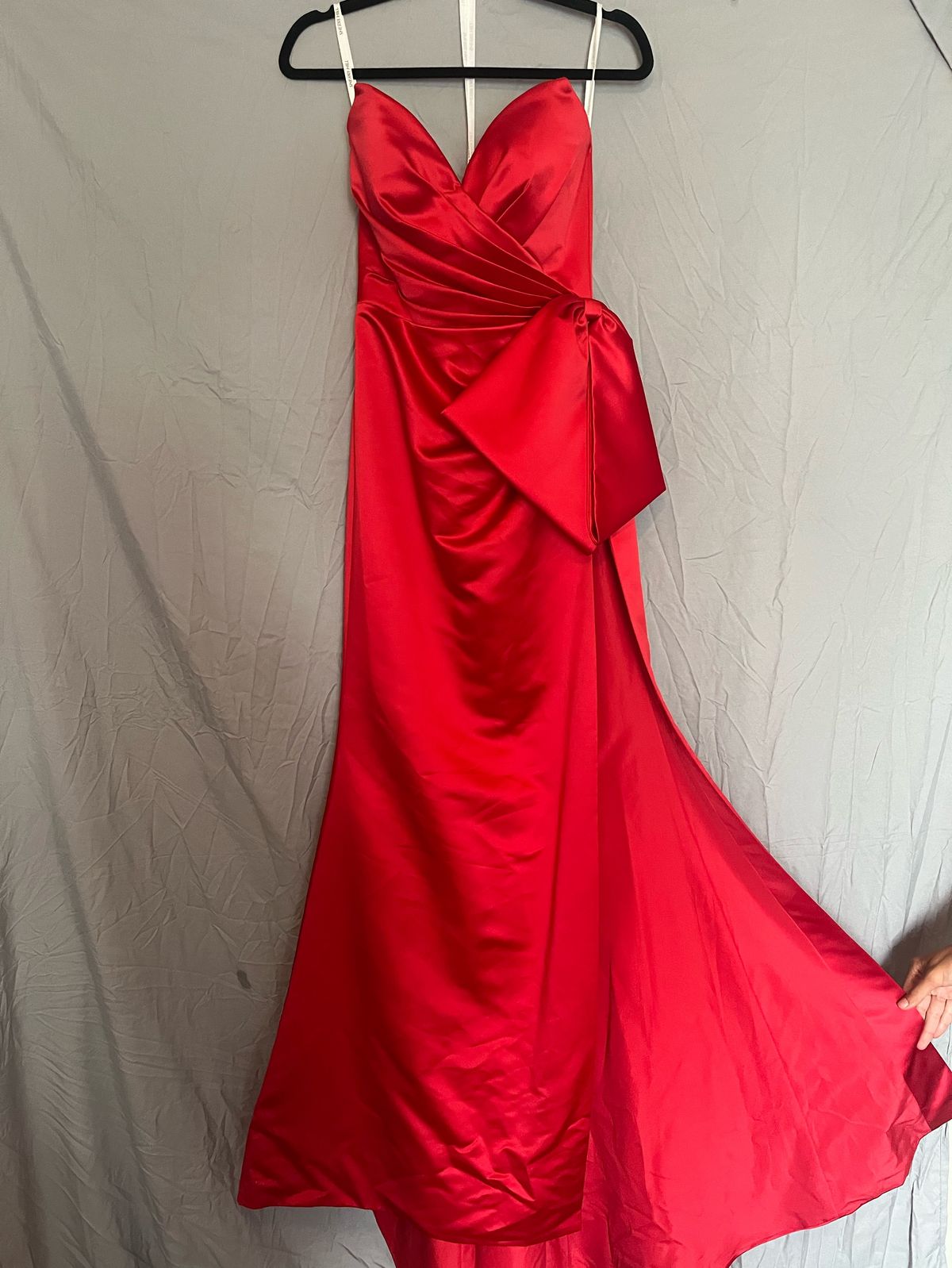 Sherri Hill Size 2 Prom Strapless Red Side Slit Dress on Queenly