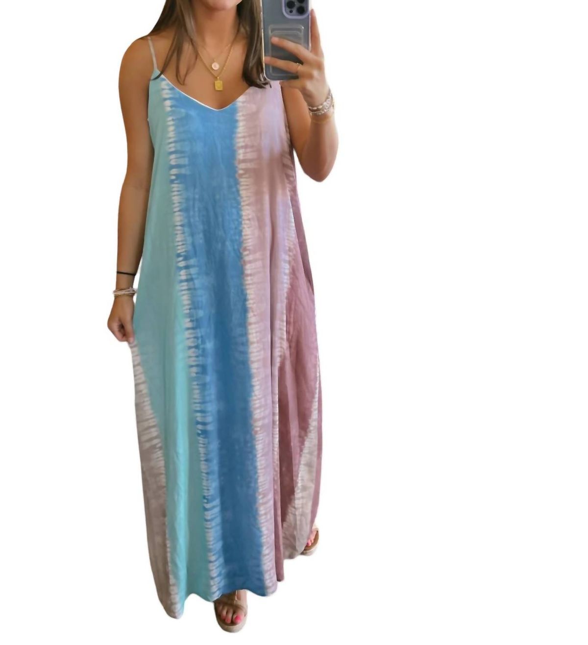 Style 1-1342038948-149 Peach Love Size L Blue Floor Length Maxi on Queenly