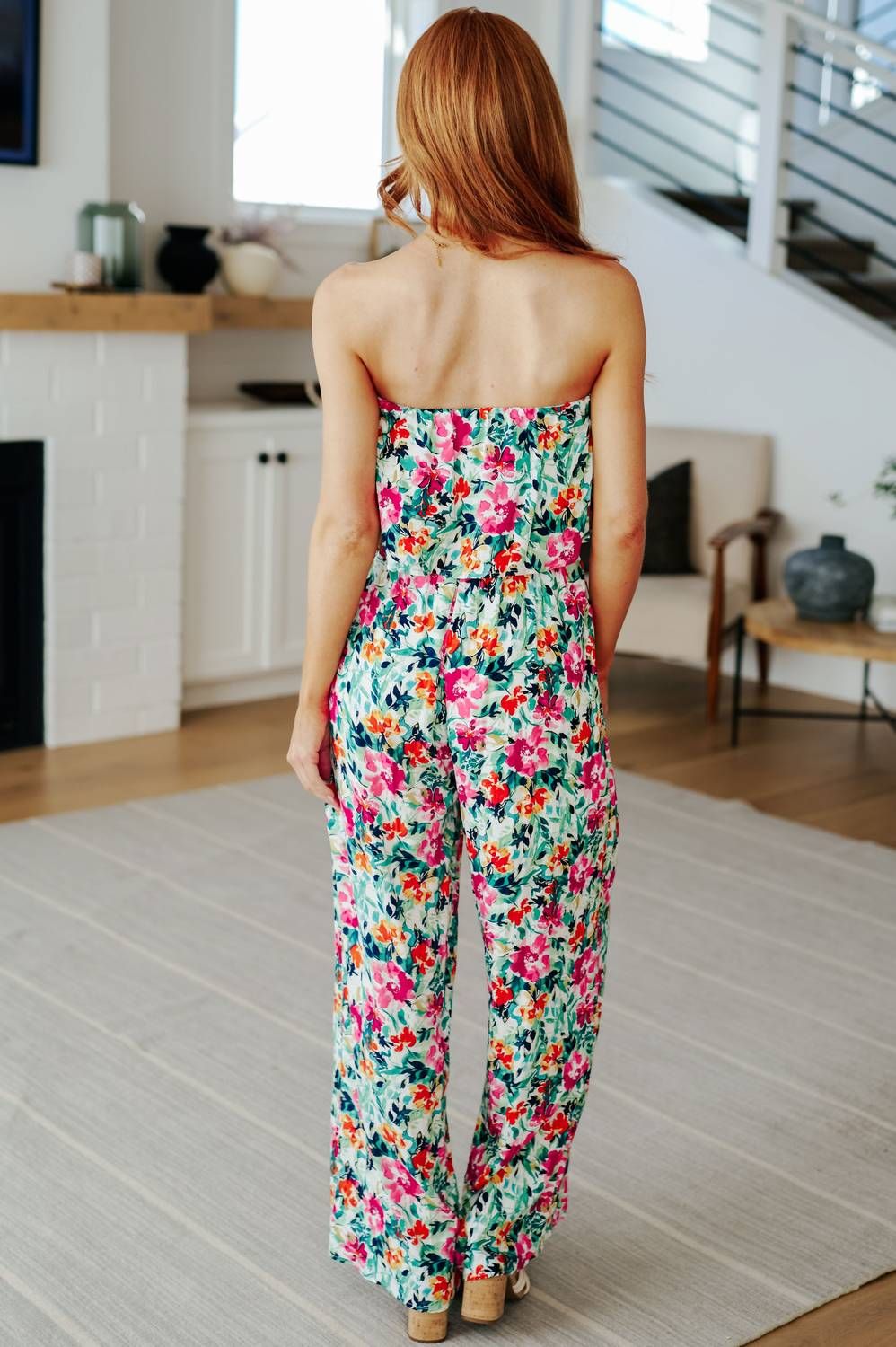 Style 1-4109616015-892 Savanna Jane Size M Strapless Floral Green Formal Jumpsuit on Queenly