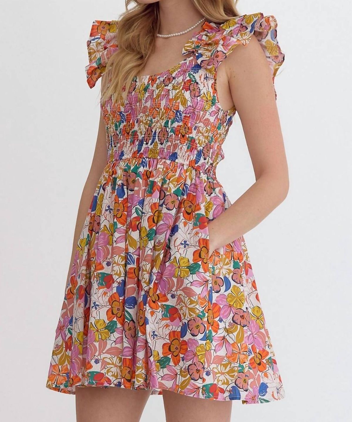 Style 1-1389898864-149 entro Size L Floral Pink Cocktail Dress on Queenly