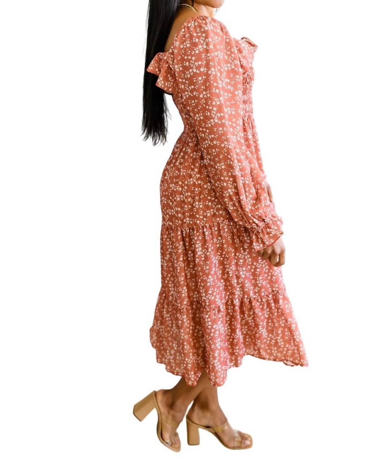 Style 1-1201243414-920 Hailey & Co Size 2X Long Sleeve Floral Red Cocktail Dress on Queenly