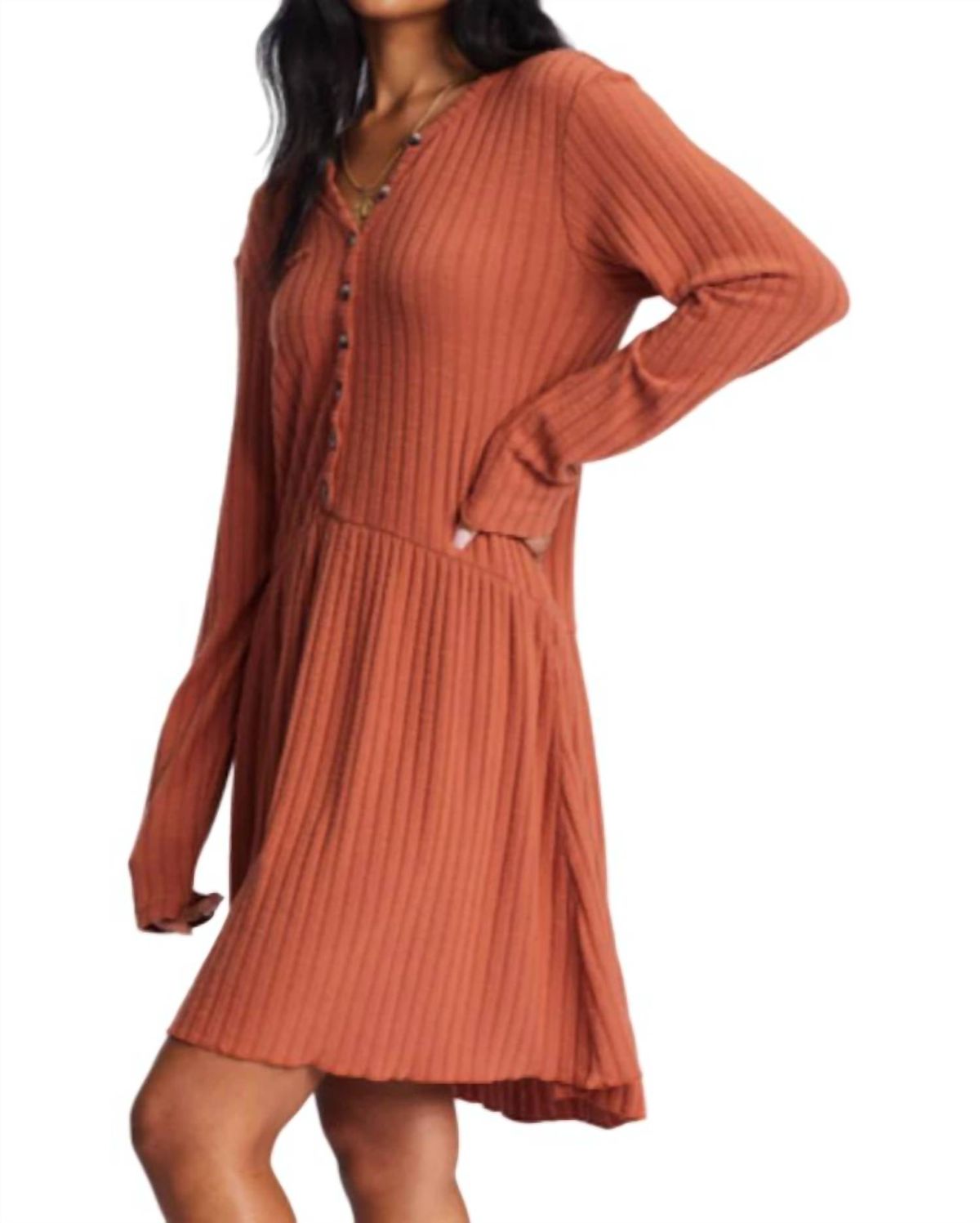 Style 1-3572737126-70 Billabong Size XS Long Sleeve Brown Cocktail Dress on Queenly