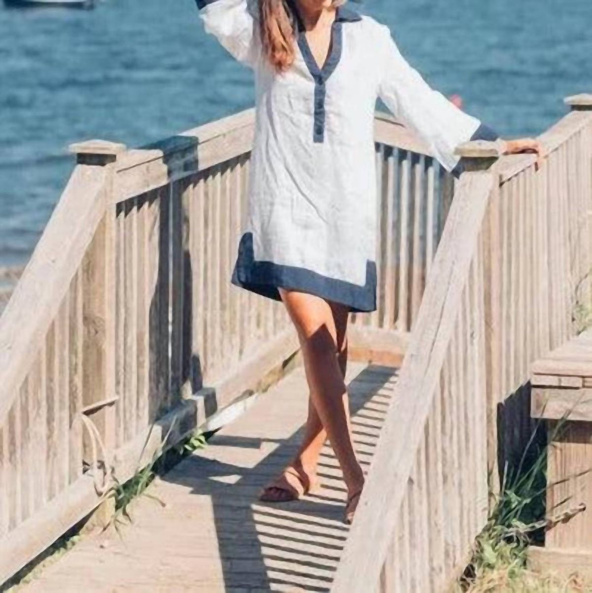 Style 1-465942176-74 Navybleu Size S Long Sleeve Navy White Cocktail Dress on Queenly