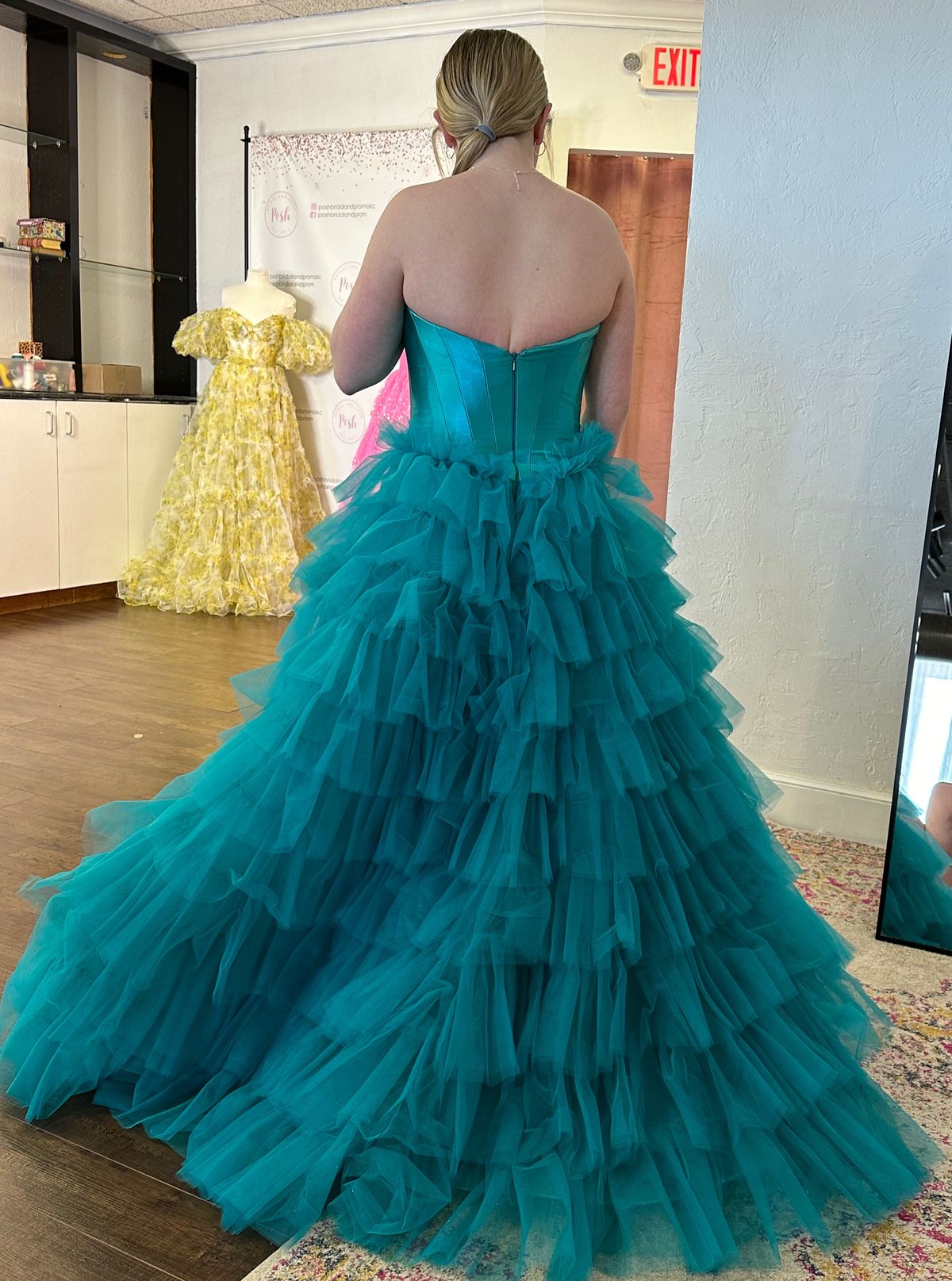 Sherri Hill Size 6 Prom Strapless Blue Ball Gown on Queenly