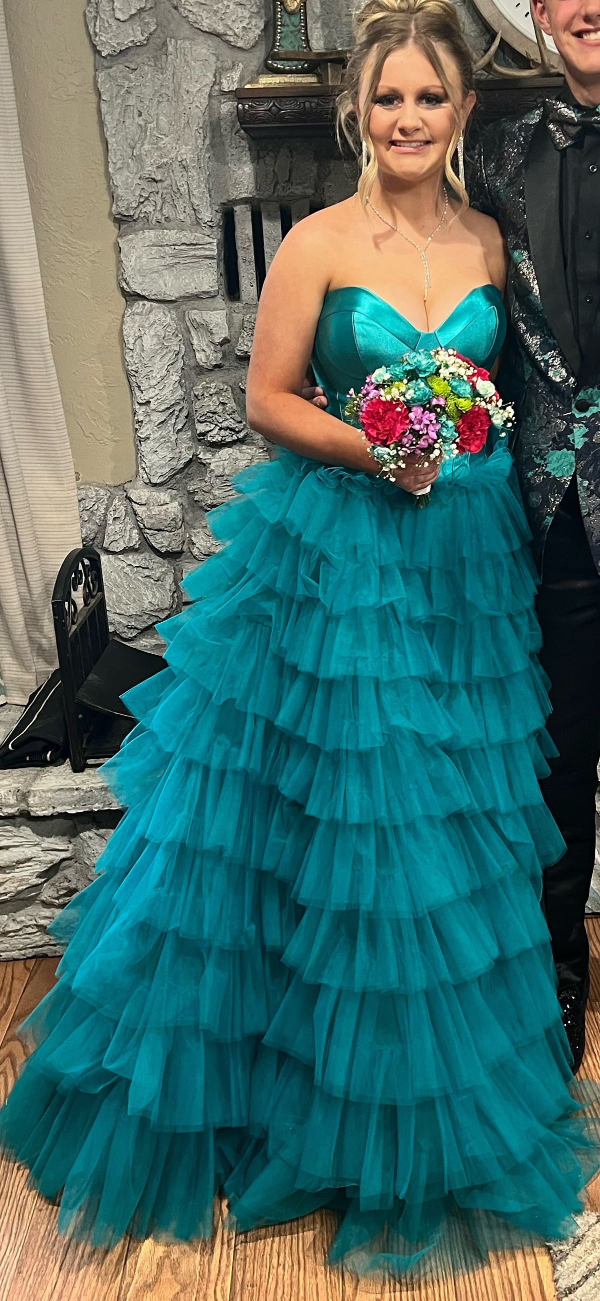 Sherri Hill Size 6 Prom Strapless Blue Ball Gown on Queenly