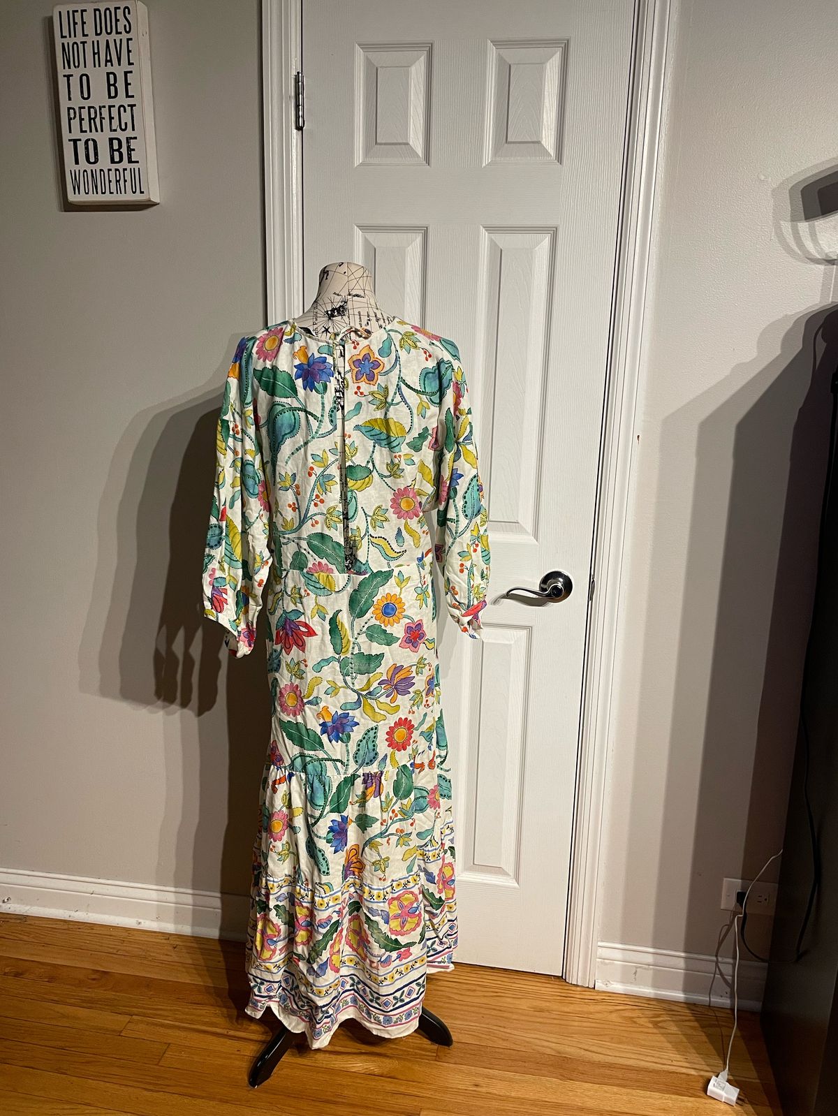 Zara Size XL Long Sleeve Floral Multicolor A-line Dress on Queenly