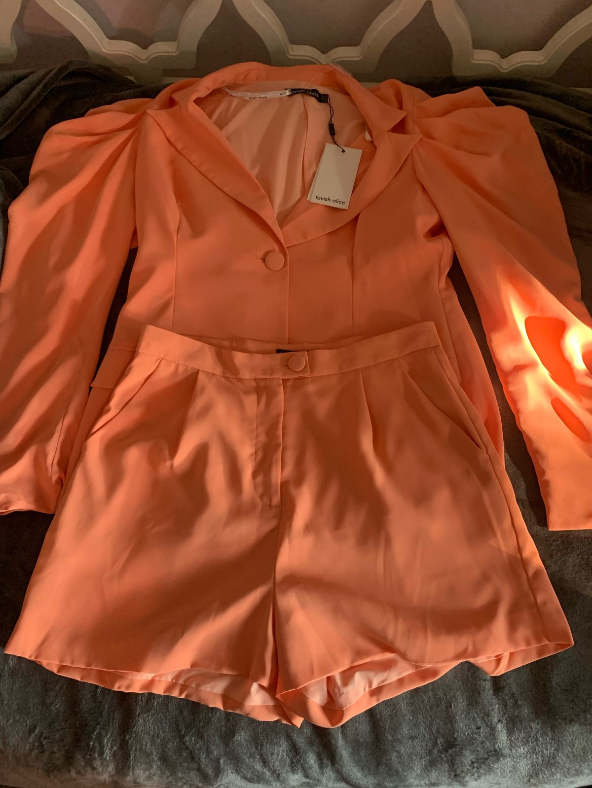 Lavish Alice Size 8 Pageant Blazer Orange Formal Jumpsuit on Queenly