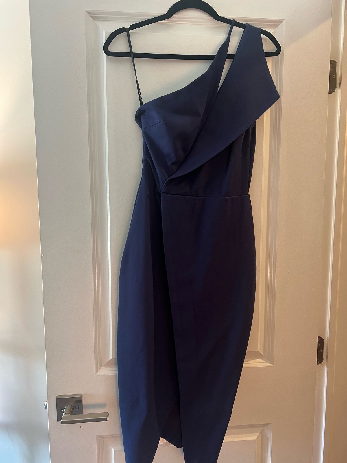 Lavish Alice Size 2 Pageant Interview One Shoulder Navy Blue Cocktail Dress on Queenly