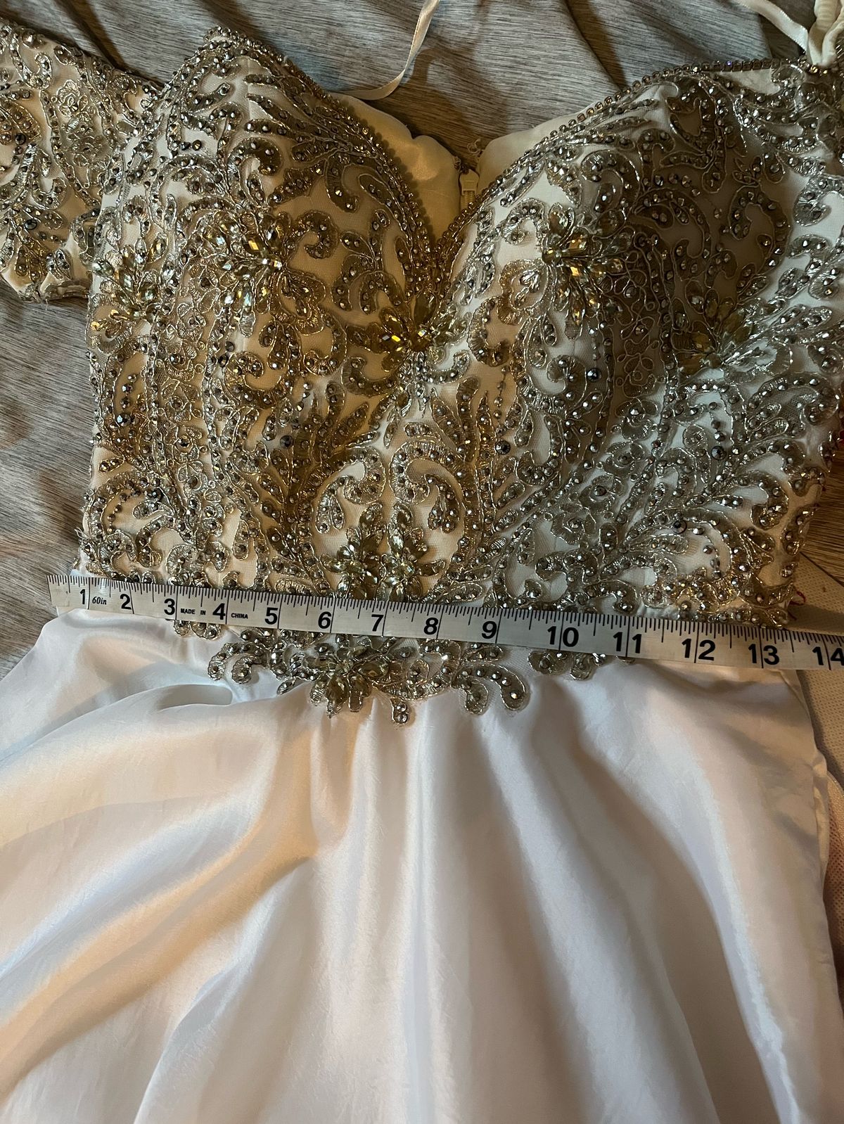 Size 4 Pageant Plunge White Ball Gown on Queenly