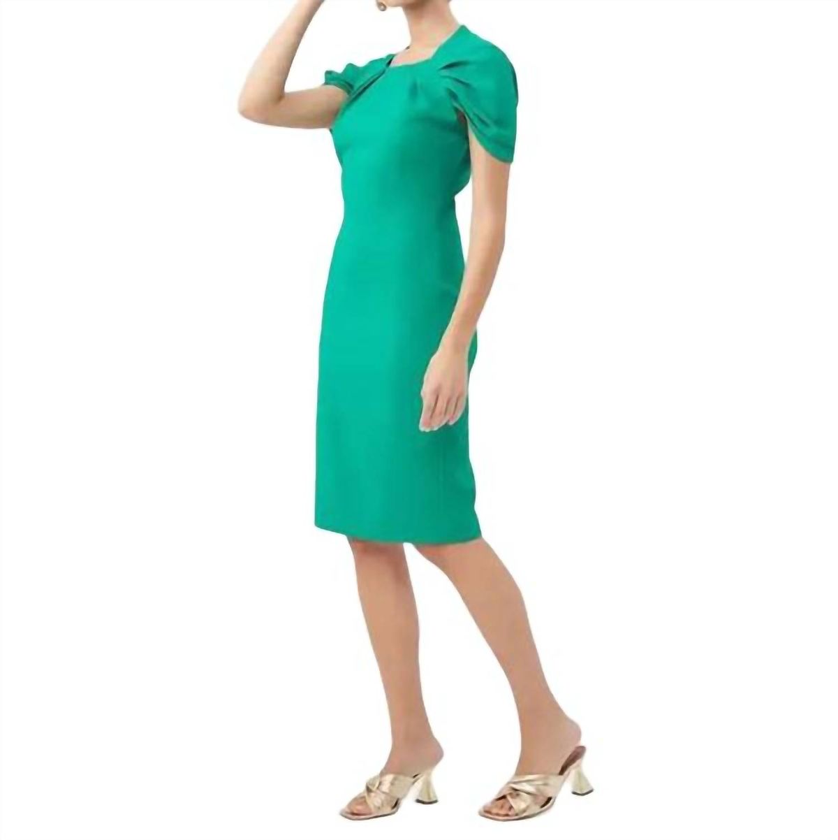 Style 1-2112190006-425 Trina Turk Size 8 Wedding Guest One Shoulder Green Cocktail Dress on Queenly