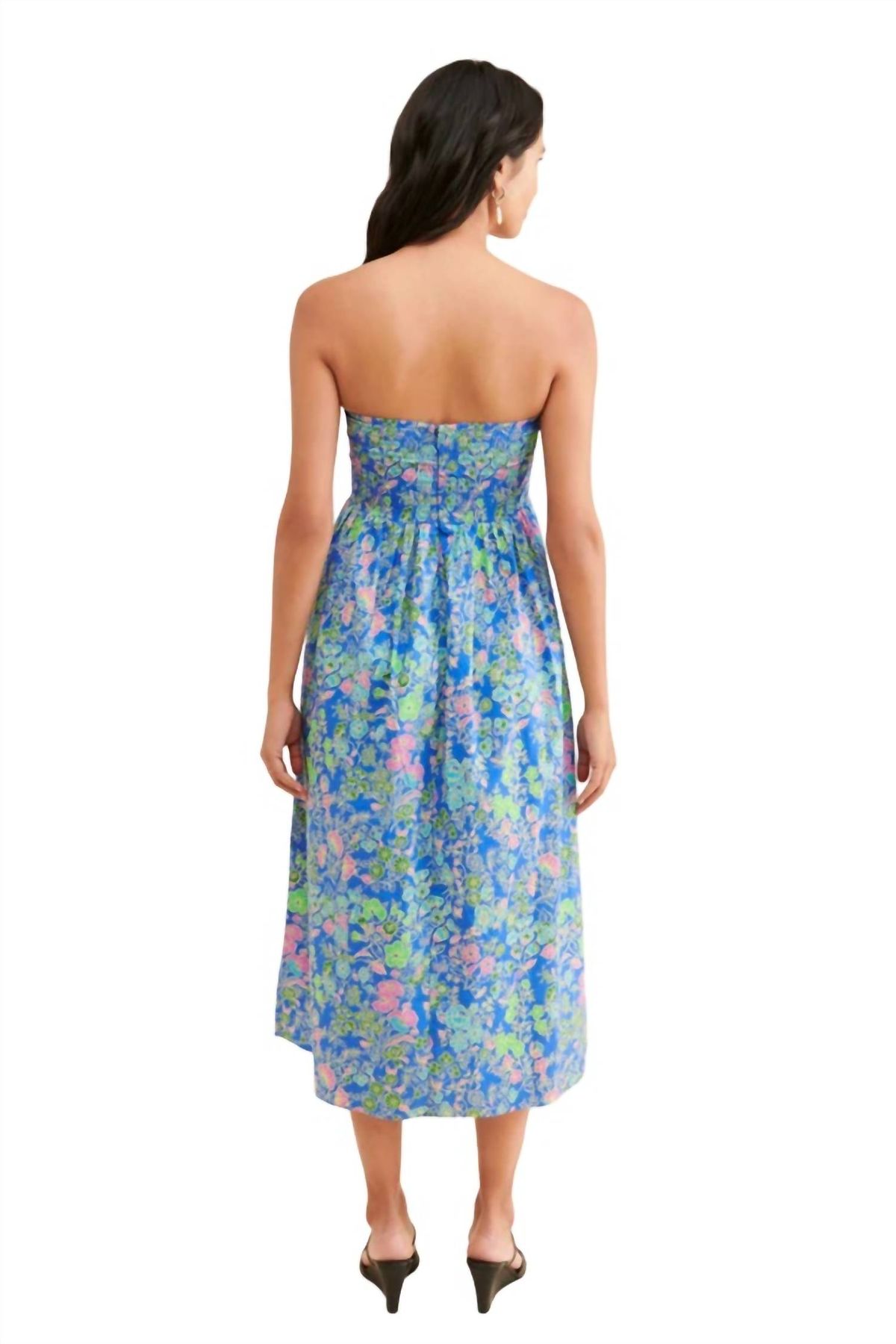 Style 1-1257934855-70 GILNER FARRAR Size XS Strapless Floral Blue Cocktail Dress on Queenly