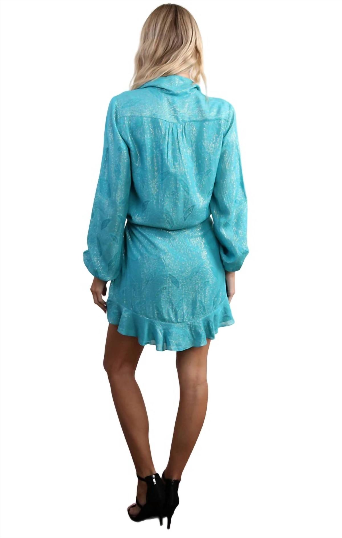 Style 1-4292200951-74 ROCOCO SAND Size S Long Sleeve Blue Cocktail Dress on Queenly