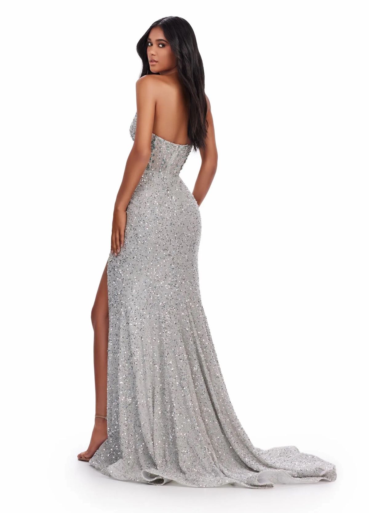 Style 11648 Ashley Lauren Size 0 Prom Strapless Silver Mermaid Dress on Queenly