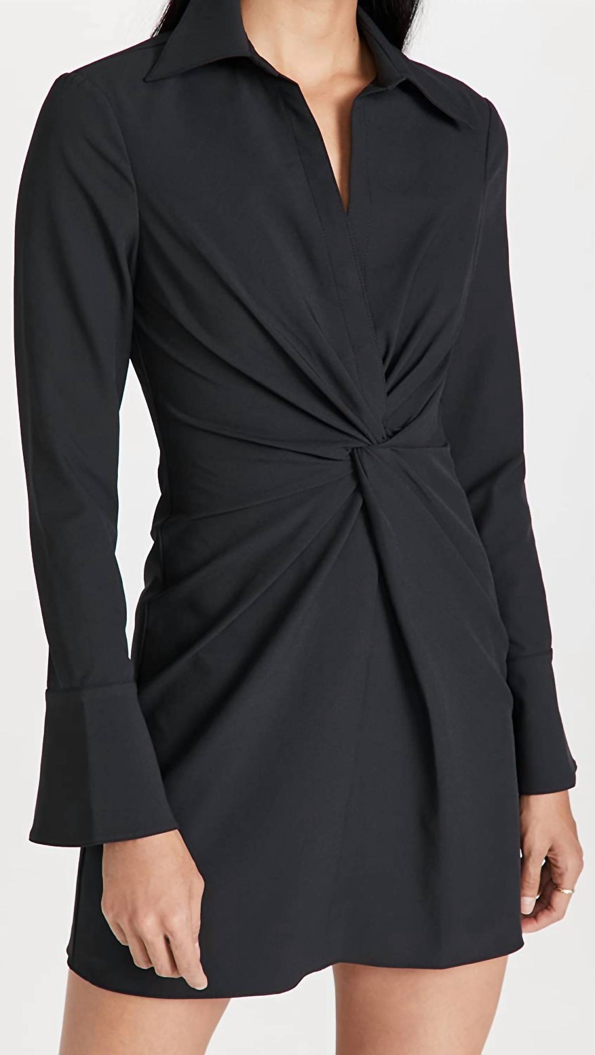 Style 1-598949638-1901 cinq a sept Size 6 Long Sleeve Black Cocktail Dress on Queenly