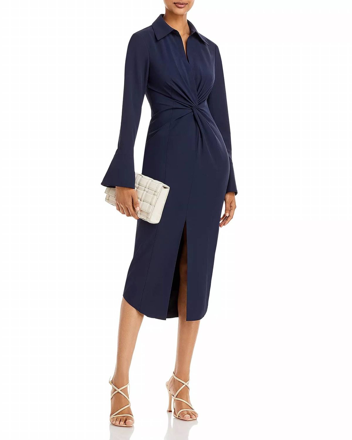 Style 1-3203273184-649 cinq a sept Size 2 Long Sleeve Navy Blue Cocktail Dress on Queenly