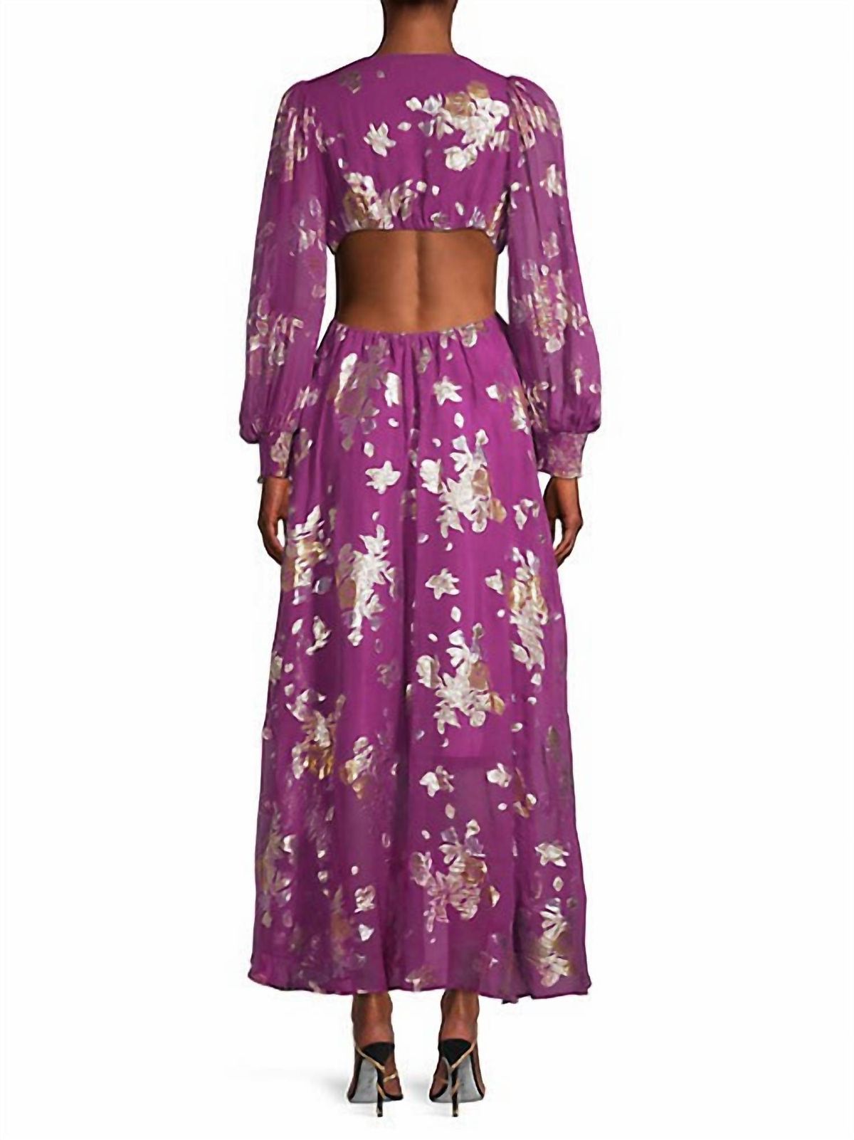 Style 1-345879430-70 DELFI COLLECTIVE Size XS Plunge Satin Purple Floor Length Maxi on Queenly