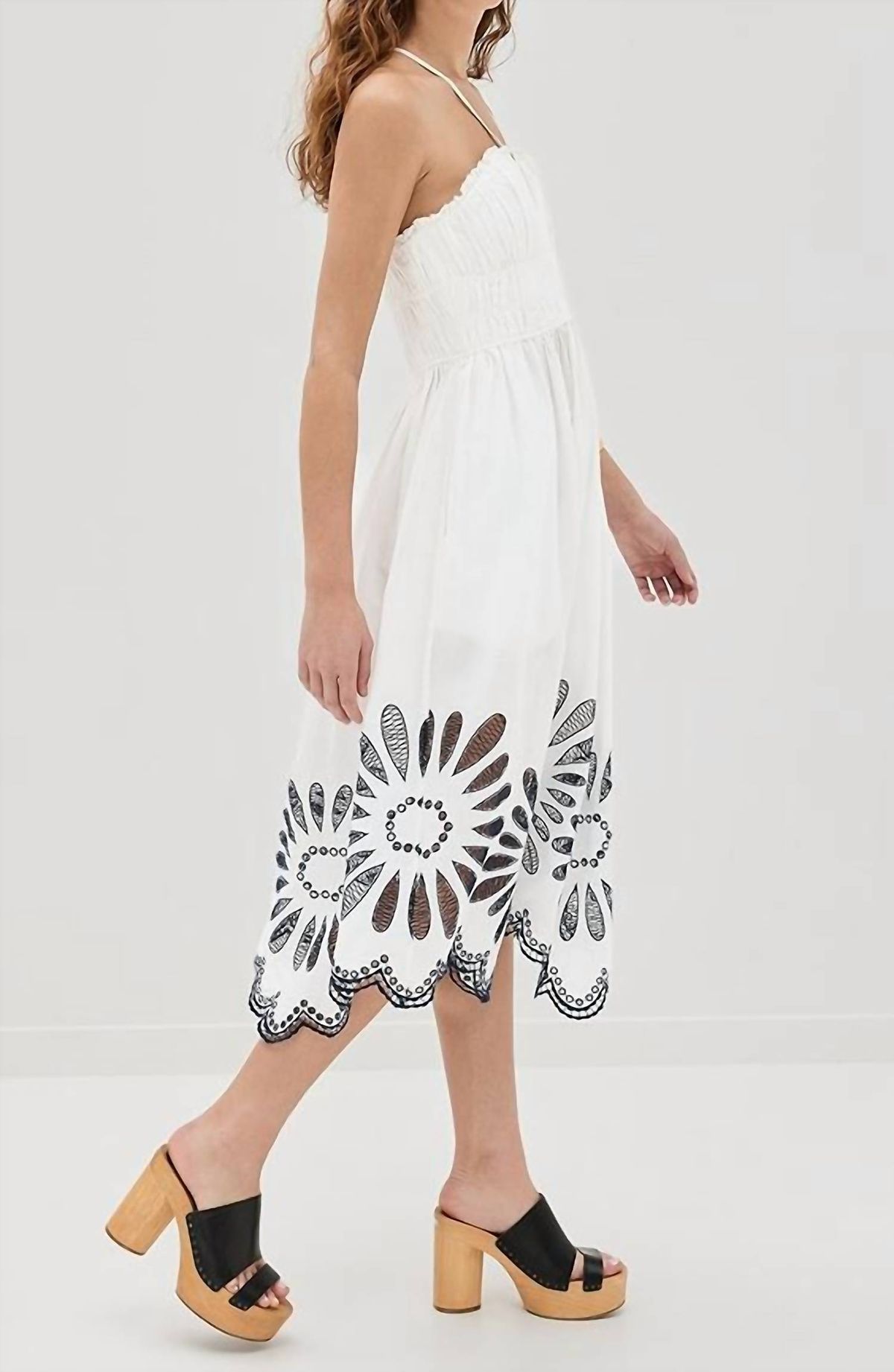 Style 1-1125335368-1901 Ulla Johnson Size 6 Halter Floral White Cocktail Dress on Queenly