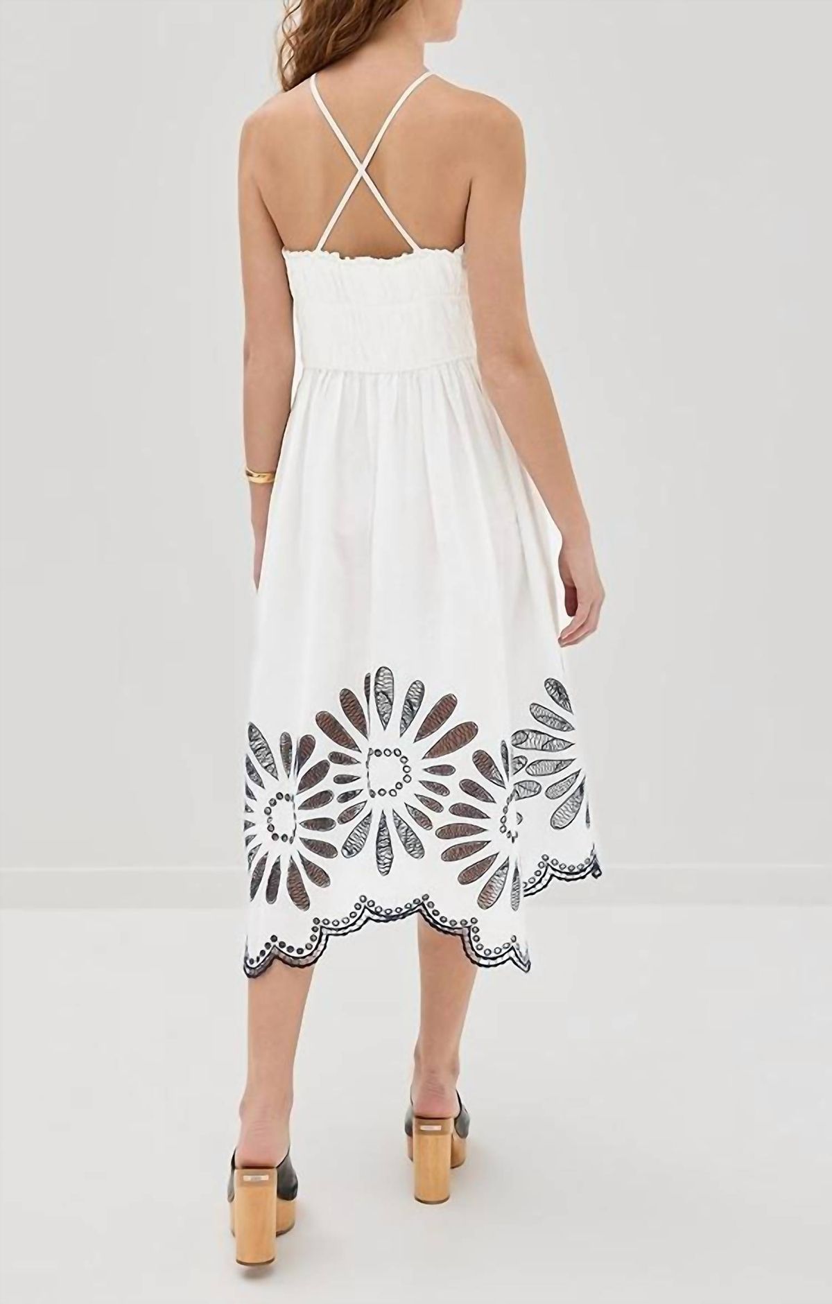 Style 1-1125335368-1901 Ulla Johnson Size 6 Halter Floral White Cocktail Dress on Queenly