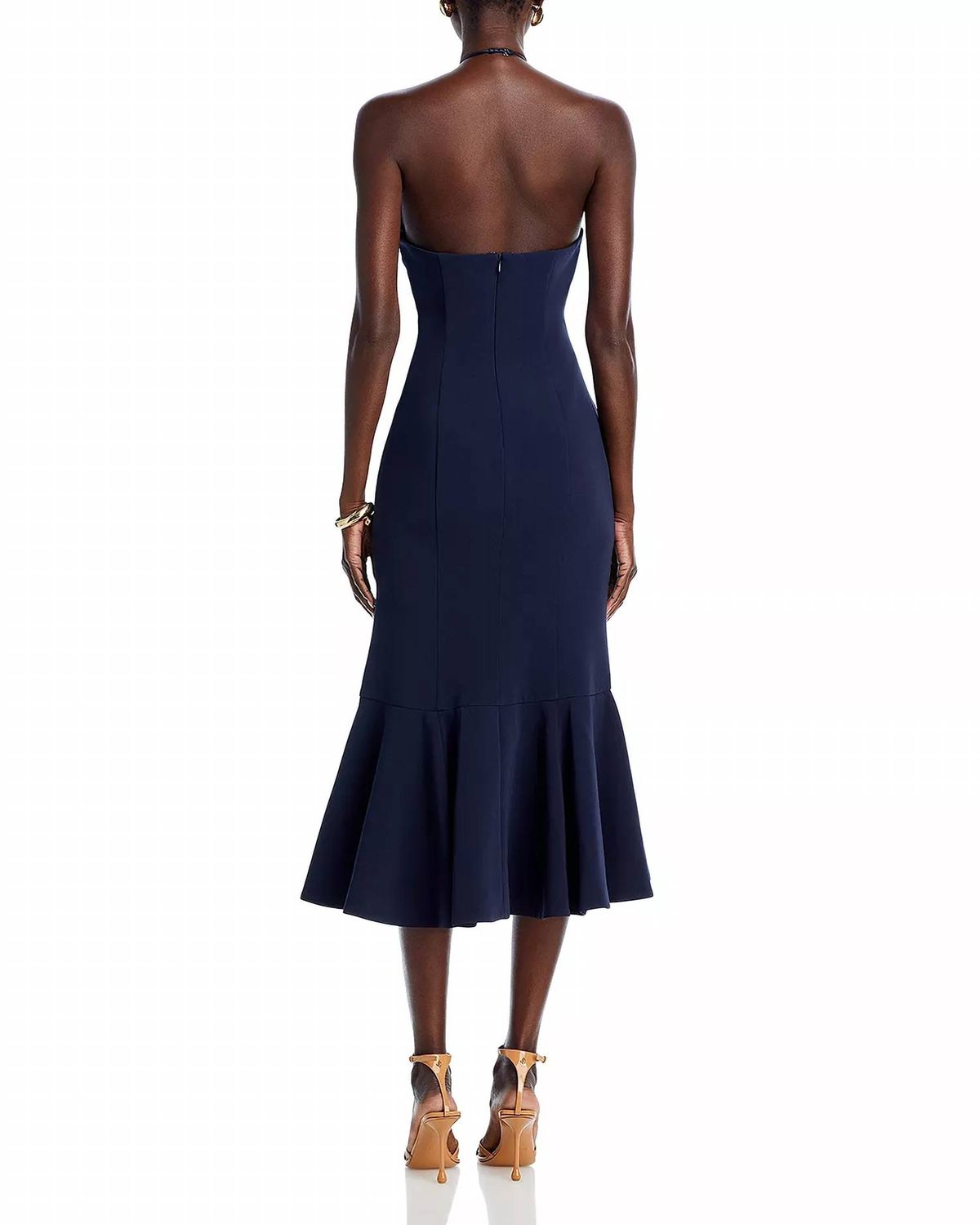 Style 1-1738431335-425 cinq a sept Size 8 Halter Navy Blue Cocktail Dress on Queenly