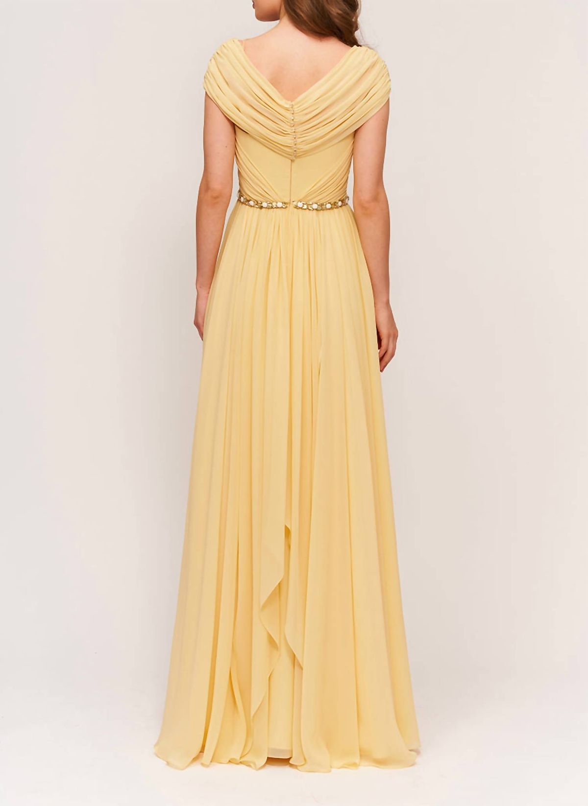 Style 1-2516590538-154 Jenny Packham Size 10 Pageant Satin Yellow Floor Length Maxi on Queenly