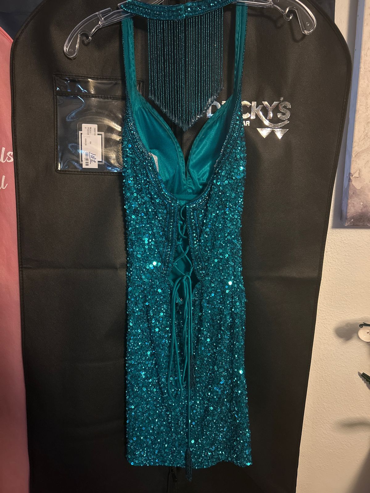 Rachel Allan Size 0 Prom Halter Blue Cocktail Dress on Queenly