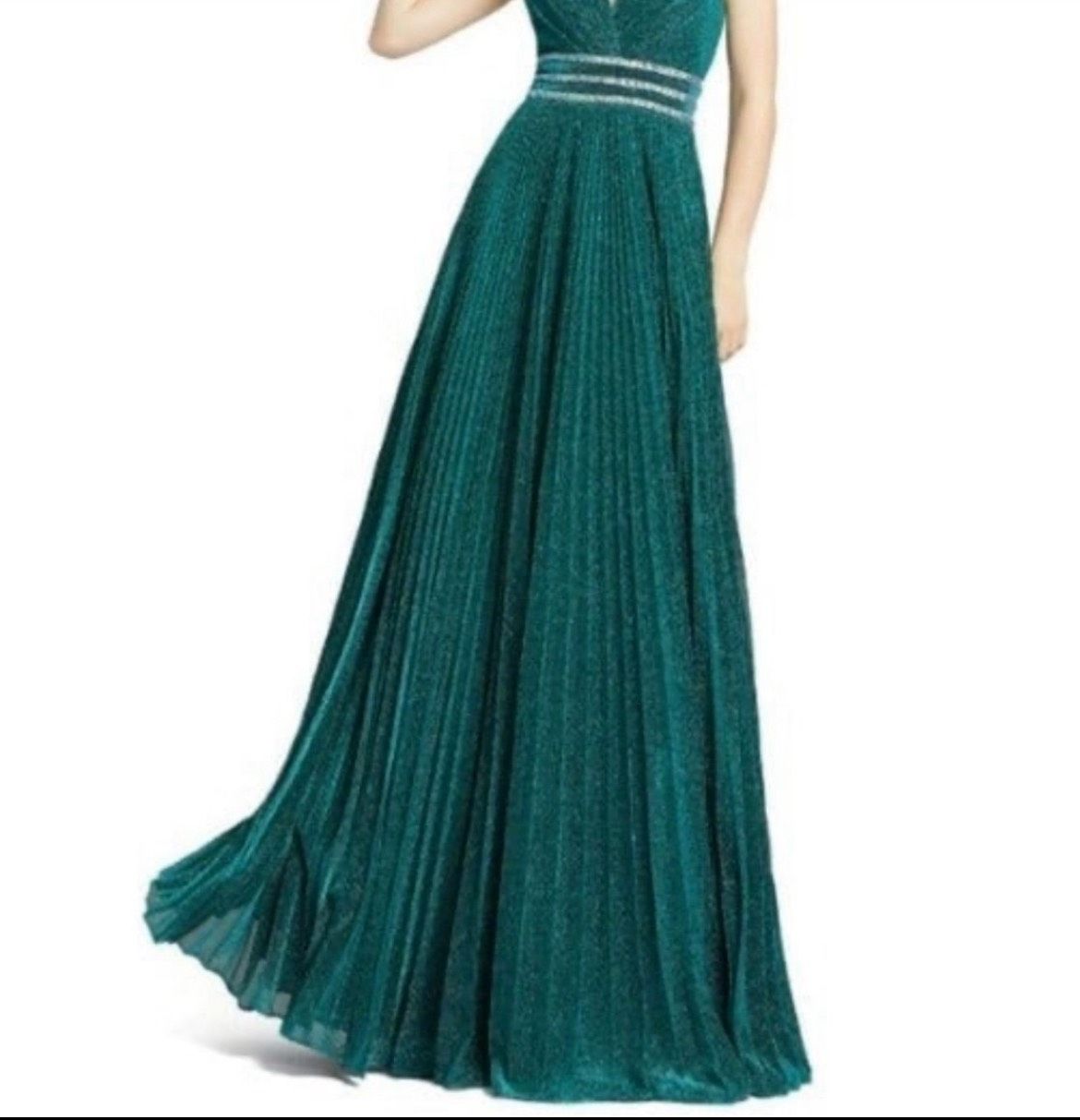 Style 30710M Mac Duggal Size 6 Prom Plunge Green A-line Dress on Queenly