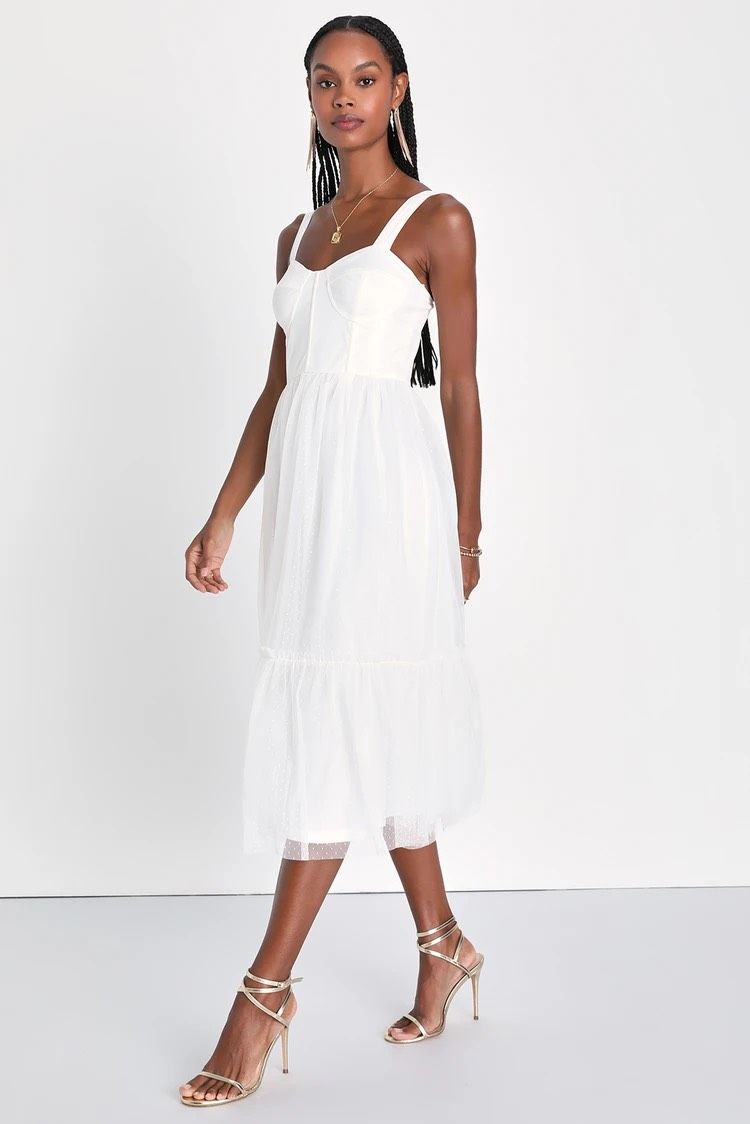 Lulus Size L Strapless White A-line Dress on Queenly