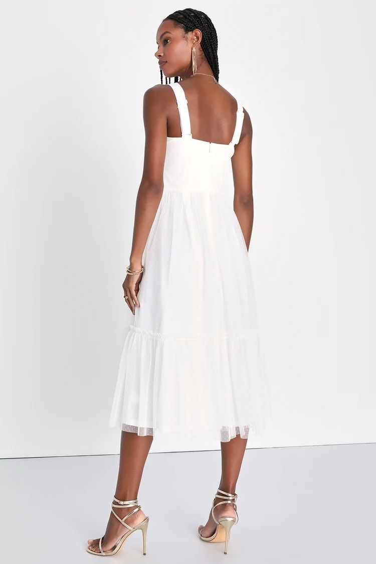 Lulus Size L Strapless White A-line Dress on Queenly